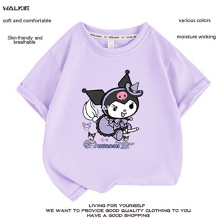 Walkie เสื้อยืดแขนสั้นลําลอง ผ้าฝ้าย พิมพ์ลายการ์ตูนอนิเมะ Cinnamoroll น่ารัก ทรงหลวม เหมาะกับของขวัญวันเกิด แฟชั่นฤดูร้