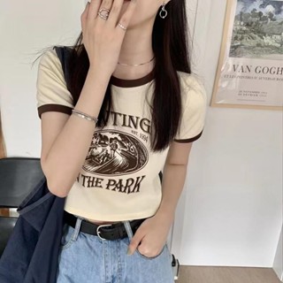 (พร้อมส่ง/ใหม่)#5A97เสื้อยืดแขนสั้นแฟชั่นผู้หญิงฤดูร้อน2023 ใหม่สไตล์เกาหลี