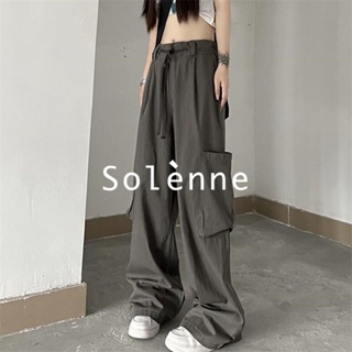 Solenne  กางเกงขายาว คาร์โก้ กางเกง ย้อนยุค 2023 NEW ins Chic Comfortable สไตล์เกาหลี A20M08U 36Z230909