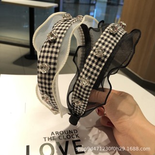 ผ้าโพกศีรษะ ประดับเพชรเทียม ลายดอกไม้ ใบบัว คุณภาพสูง สไตล์เกาหลี