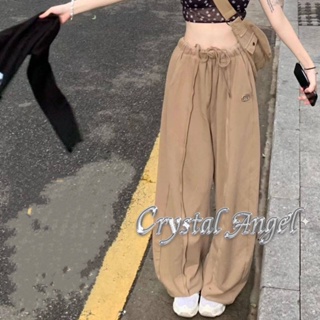 Crystal กางเกงขายาว กางเกงเอวสูง กางเกงคาร์โก้ กางเกงขายาวผู้หญิง 2023 ใหม่ 032916