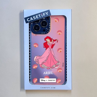 Casetify X Disney Princess Ariel Laser เคสโทรศัพท์มือถือ PC แข็ง ขอบ TPU ลาย Desig สําหรับ IPhone 14 Pro MAX 14 Plus 13 Pro MAX 12 Pro MAX 11 Pro MAX XS MAX XR X