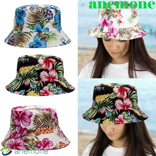 Anemone หมวกบักเก็ต ผ้าฝ้าย พิมพ์ลายดอกไม้ สองด้าน สไตล์ฮิปฮอป ชายหาด ฤดูร้อน สําหรับผู้หญิง
