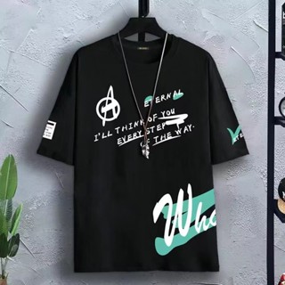 เสื้อยืดแขนสั้น คอกลม พิมพ์ลายกราฟฟิติตัวอักษร ทรงหลวม สไตล์เกาหลี แฟชั่นฤดูร้อน สําหรับผู้ชาย และผู้หญิง มีสีดํา สีขาว
