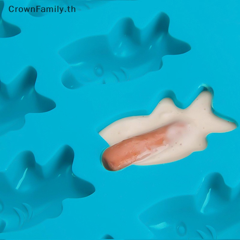 crownfamily-แม่พิมพ์ซิลิโคน-รูปปลาฉลาม-3d-สําหรับทําเบเกอรี่-ฟองดองท์-เค้ก-diy