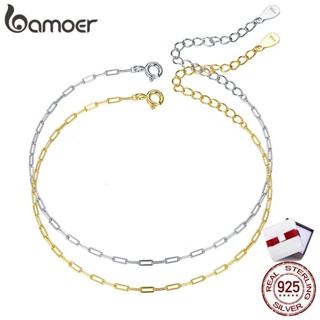 Bamoer Bracelet Two Colors Real 925 Sterling Silver Simple Style for Women Fashion Jewelry SCB221