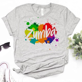 ใหม่ เสื้อยืดเต้นรํา Zumba สไตล์ฮาราจูกุ สีเทา สําหรับผู้หญิง Y2k