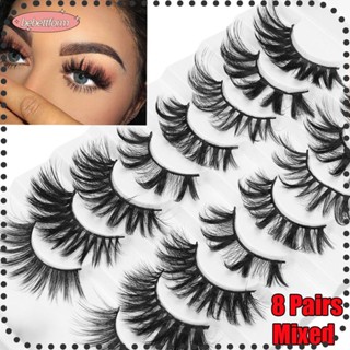 BEBETTFORM 8 Pairs Mixed Styles Beauty False Eyelashes Makeup Tools Full Volume Lashes Lash Extension Wispies Fluffies Womens Fashion Natural Handmade