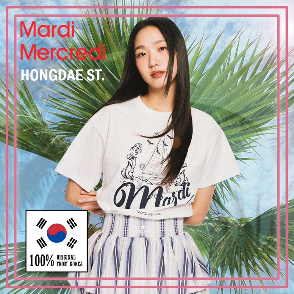 พร้อมส่ง-mardi-mercredi-เสื้อยืด-สีงาช้าง-ของแท้-100-t-shirt