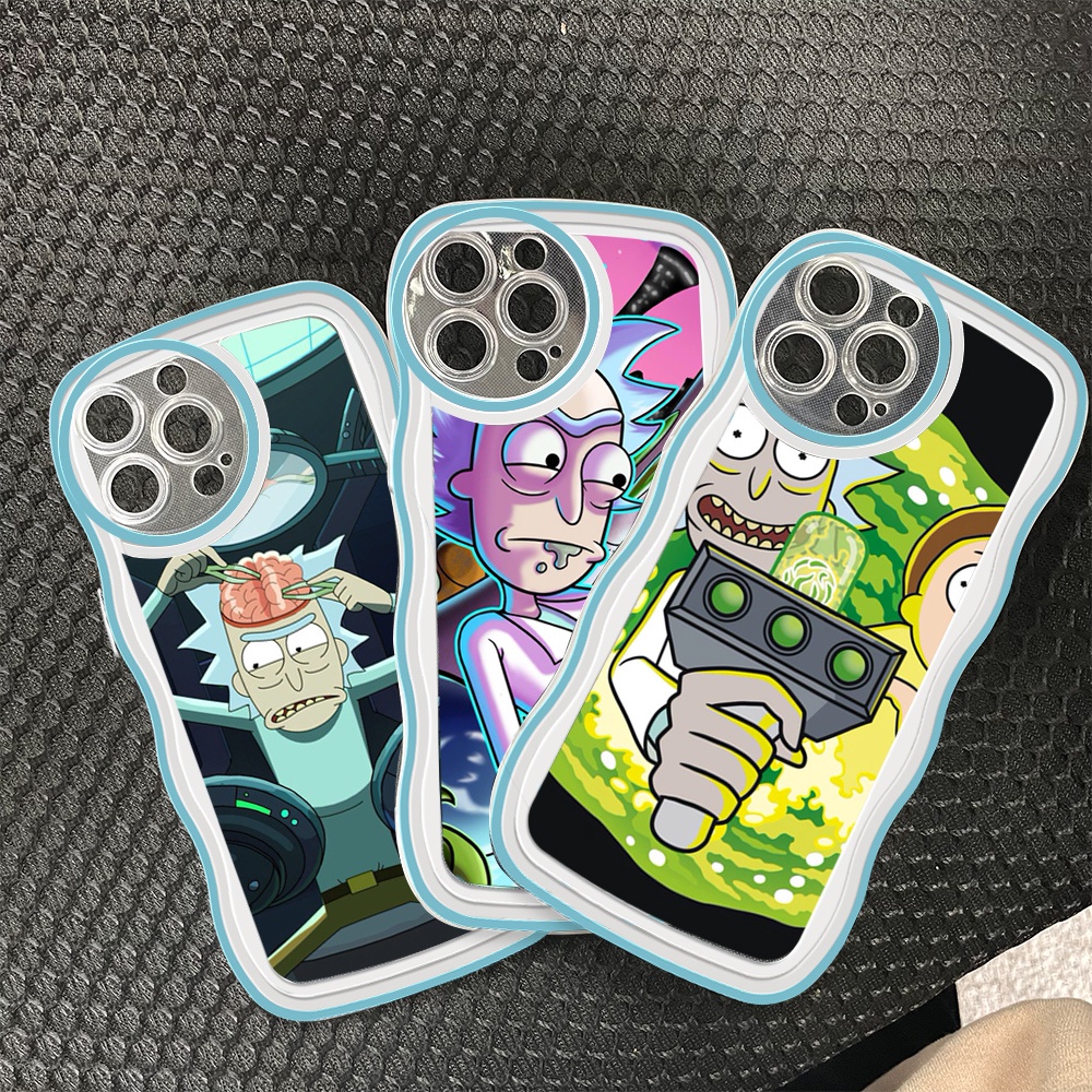 สําหรับ-samsung-galaxy-s22-s23-ultra-s22-s23-plus-5g-เคสโทรศัพท์มือถือแบบนิ่ม-กันกระแทก-กันรอยกล้อง-ลายคลื่น-rick-and-modi-แฟชั่น