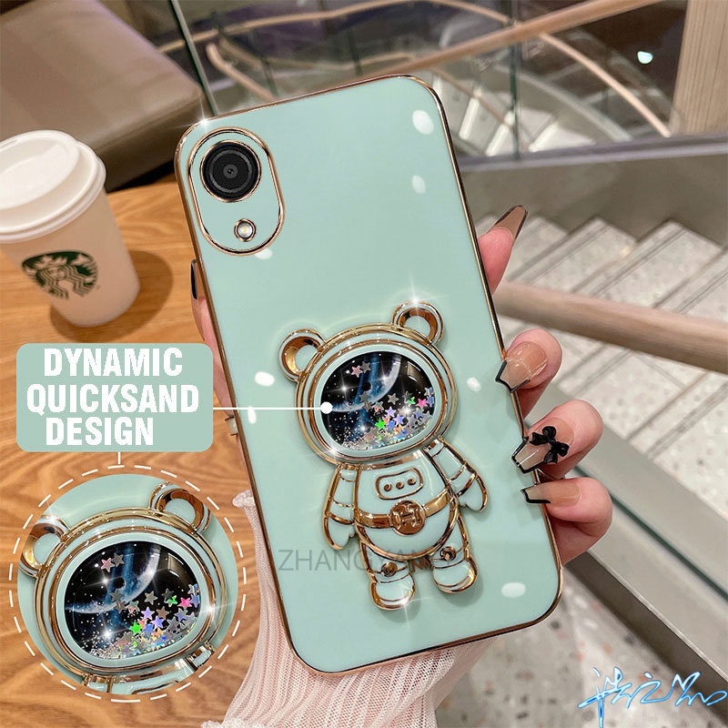 เคส-oppo-a17k-เคสโทรศัพท์มือถือ-ลายนักบินอวกาศ-3d-มีทรายไหล-หรูหรา-สําหรับ
