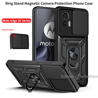 เคสโทรศัพท์มือถือ แบบแม่เหล็ก พร้อมแหวนขาตั้ง ป้องกันเลนส์กล้อง กันกระแทก สําหรับ Motorola Mogo Edge 30 Neo 5G Fusion Pro Ultra