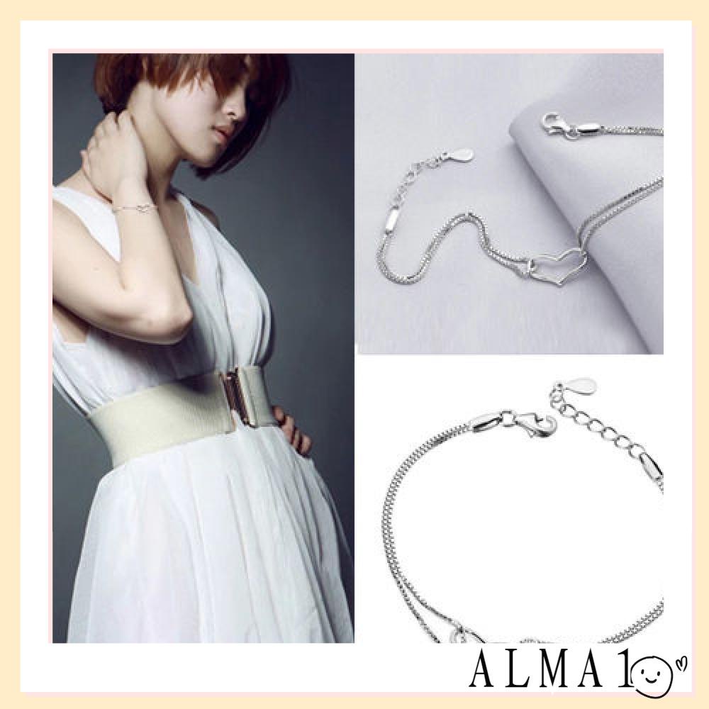 alma-สร้อยข้อมือโซ่ชุบเงิน-รูปหัวใจ-แฟชั่นสําหรับผู้หญิง