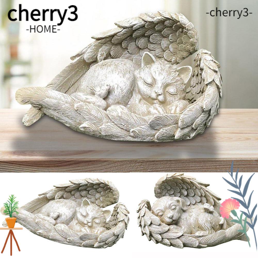 cherry3-รูปปั้นสุนัข-แมว-ปีกนางฟ้า-สําหรับตกแต่งสวน-กลางแจ้ง