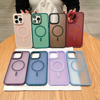 เคสโทรศัพท์มือถือ PC TPU ผิวด้าน แบบแม่เหล็ก สีพื้น เรียบง่าย สไตล์นักธุรกิจ สําหรับ iPhone 13 Pro Max 12 Pro Max