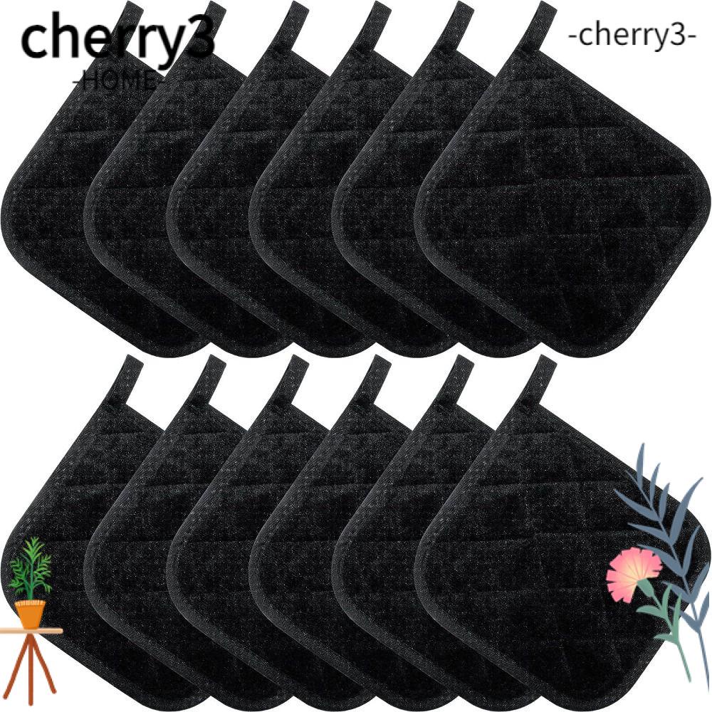 cherry3-แผ่นฉนวนกันความร้อน-ผ้าฝ้าย-หนา-6-9-นิ้ว-อเนกประสงค์-สีดํา-สําหรับเตาอบ-12-ชิ้น