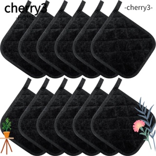 Cherry3 แผ่นฉนวนกันความร้อน ผ้าฝ้าย หนา 6.9 นิ้ว อเนกประสงค์ สีดํา สําหรับเตาอบ 12 ชิ้น