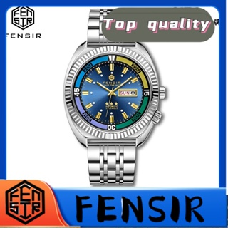 Fensir FENSIR พร้อมส่ง นาฬิกาข้อมือ สายเข็มขัดเหล็กแข็ง หน้าปัดขนาดใหญ่ หน้าปัดบอกปฏิทิน และผีเสื้อ สําหรับผู้ชาย