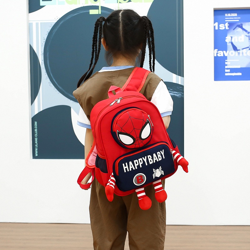 ใหม่-กระเป๋าเป้สะพายหลัง-ผ้าไนล่อน-ลายการ์ตูนแมงมุมน่ารัก-สไตล์เกาหลี-สร้างสรรค์-สําหรับเด็กอนุบาล