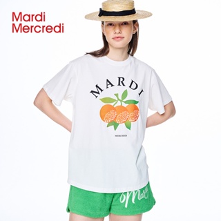 เสื้อยืดผ้าฝ้ายพิมพ์ลายขายดี Madimecredi เสื้อยืดแขนสั้น พิมพ์ลายโมโนแกรม สีส้ม ทรงหลวม กระชับสัดส่วน อเนกประสงค์