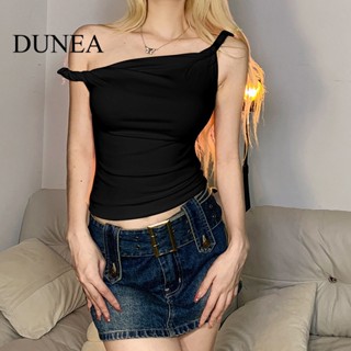 Dunea เสื้อยืด เปิดไหล่ จับจีบ เซ็กซี่ สําหรับผู้หญิง