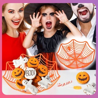 ตะกร้าผลไม้ฮาโลวีนสร้างสรรค์ Spider Mesh Bowl แผ่นผลไม้ Candy Cookie Wrapper Basket Bowl Halloween Trick Or Treat-or-treat Decoration For Kids [COD]