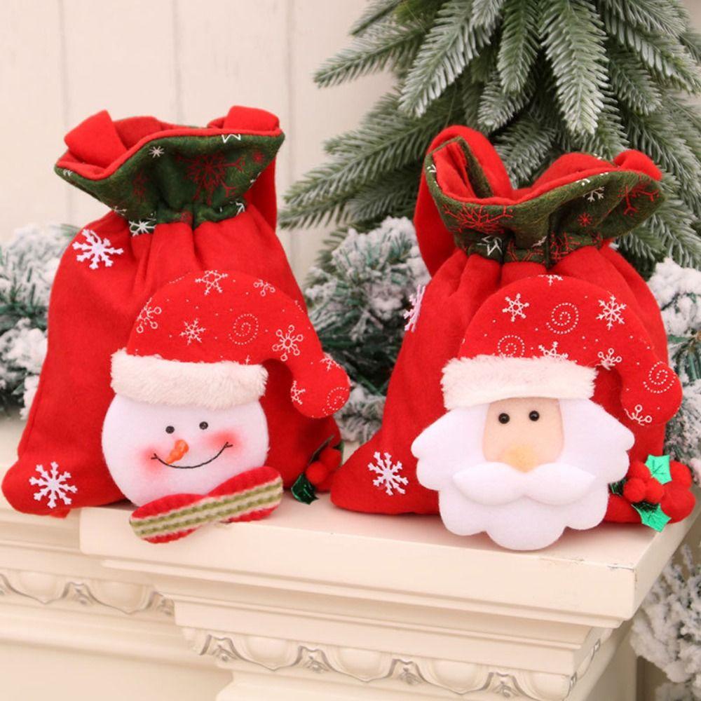 beauty-ถุงผ้าสักหลาด-แบบหูรูด-ลายคริสต์มาส-ซานตาคลอส-สโนว์แมน-กวาง-สําหรับเก็บเครื่องประดับ-ตุ๊กตา