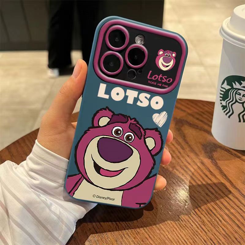 เคสโทรศัพท์มือถือ-ซิลิโคนนุ่ม-ลายหมีสตรอเบอร์รี่-ภาษาอังกฤษ-สําหรับ-iphone-14promax-13pro-12-11-7p-7x1t