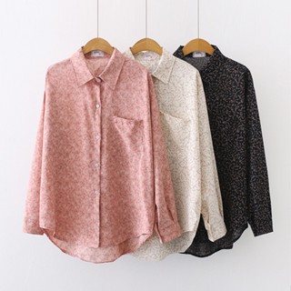 [3 สี] เสื้อเบลาส์ แขนยาว คอปก พิมพ์ลาย สีขาว สไตล์เรโทร เรียบง่าย แฟชั่นฤดูใบไม้ร่วง ธุรกิจ สําหรับผู้หญิง