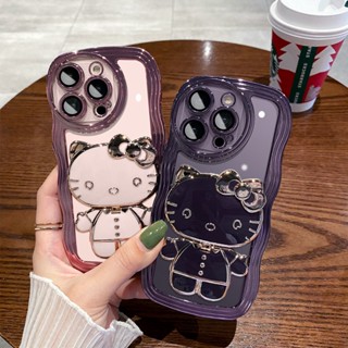 เคสโทรศัพท์มือถือแบบนิ่ม ใส ลายคิตตี้ พร้อมขาตั้ง สําหรับ Samsung A52s 5G A72 A52 A32 A22 4G A12