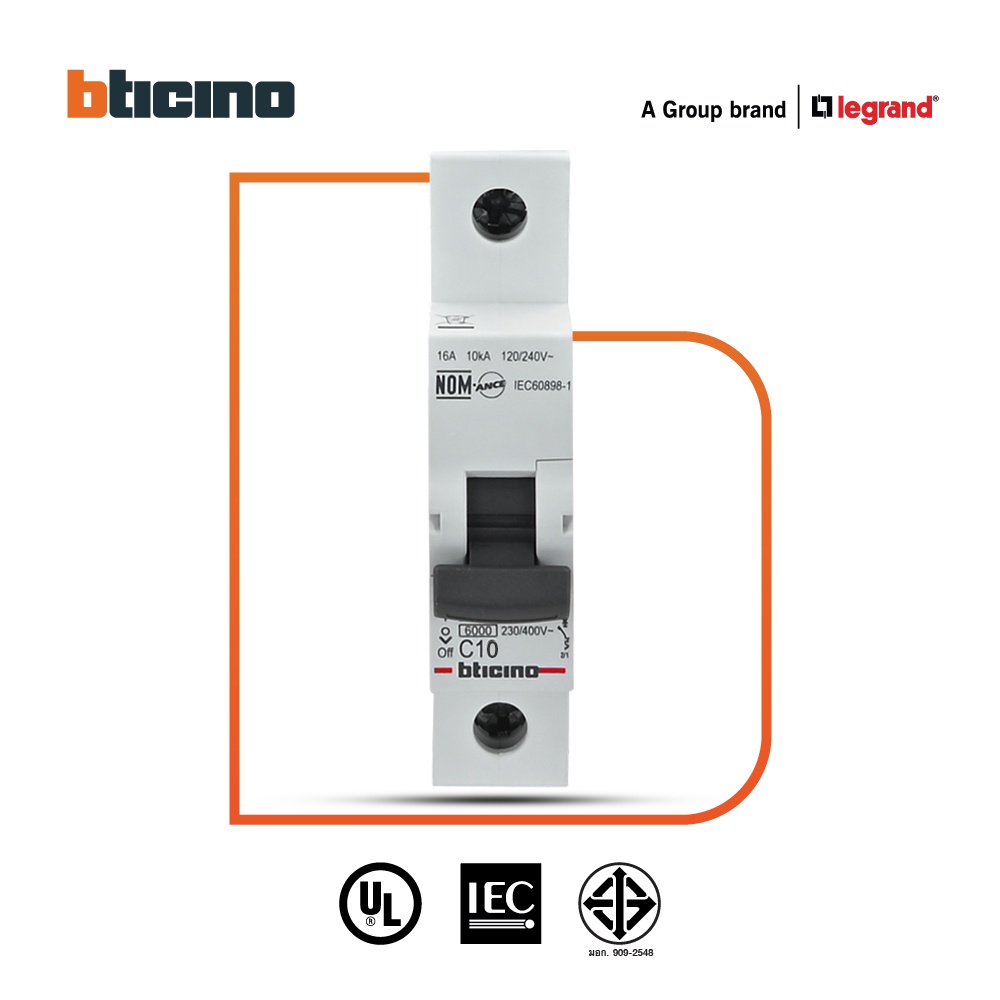 bticino-เซอร์กิตเบรกเกอร์-mcb-ลูกย่อยชนิด-1โพล-10แอมป์-6ka-btdin-branch-breaker-mcb-1p-10a-6ka-fn81cew10-btismart