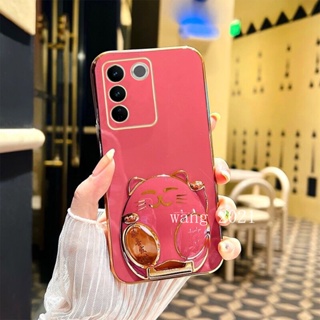 Ready Stock Fashion Casing เคส VivoV27 VIVO V27e V27 Pro V25 V25e V23 V23e 5G 4G 2023 Phone Case Luxury Back Cover with High Quality Cute Cat Stand Soft Case เคสโทรศัพท