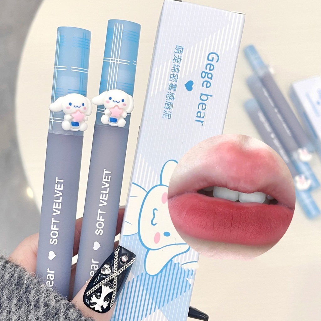 gege-bear-blue-jade-cinnamon-dog-ลิปสติก-เนื้อแมตต์-กํามะหยี่-เคลือบริมฝีปาก-ไม่ติดถ้วย-ไม่จางหาย