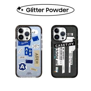 เคสโทรศัพท์ซิลิโคน TPU ลายฉลาก Bling Glitter CASETiFY ADER สําหรับ iPhone 11 12 13 14 Pro Max