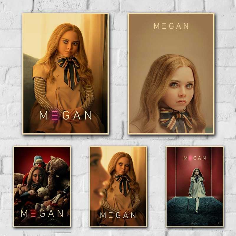 m3gan-โปสเตอร์กระดาษคราฟท์-รูปตุ๊กตาปีศาจ-สไตล์เรโทร-สําหรับตกแต่งห้องนอนครอบครัว