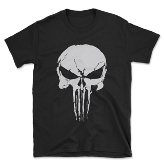 เสื้อยืดครอปเสื้อยืด พิมพ์ลายหัวกะโหลก Punisher Skull Punisher สําหรับผู้ชายS-5XL