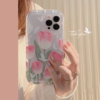 เคสโทรศัพท์มือถือ แบบนิ่ม ลายดอกทิวลิป และผีเสื้อ กันกระแทก สําหรับ IPhone 14 Pro MAX 11 13 12 Pro MAX XR 6 6S 7 8 Plus X XS MAX