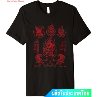 【ใหม่】เสื้อยืดcalandfashionประเทศไทย หนุมาน พระพุทธเจ้า เทพเจ้าลิง Sak Yant Tattoo Muay Thai Hermit Amulet Hanuman Twin
