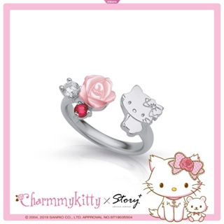SANRIO แหวนเงินสเตอร์ลิง ชุบไฟฟ้า ลาย Hello Kitty น่ารัก เหมาะกับของขวัญคริสต์มาส สําหรับแฟนสาว