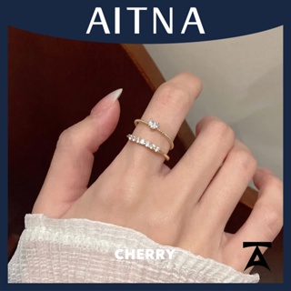 Aitna แหวนนิ้วชี้ รูปหัวใจ หรูหรา 2 ชิ้น