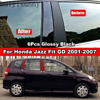 Hys สติกเกอร์คาร์บอนไฟเบอร์ สีดําวาว สําหรับ Honda Jazz Fit GD GE GK GS GR 2001-2022 6 ชิ้น