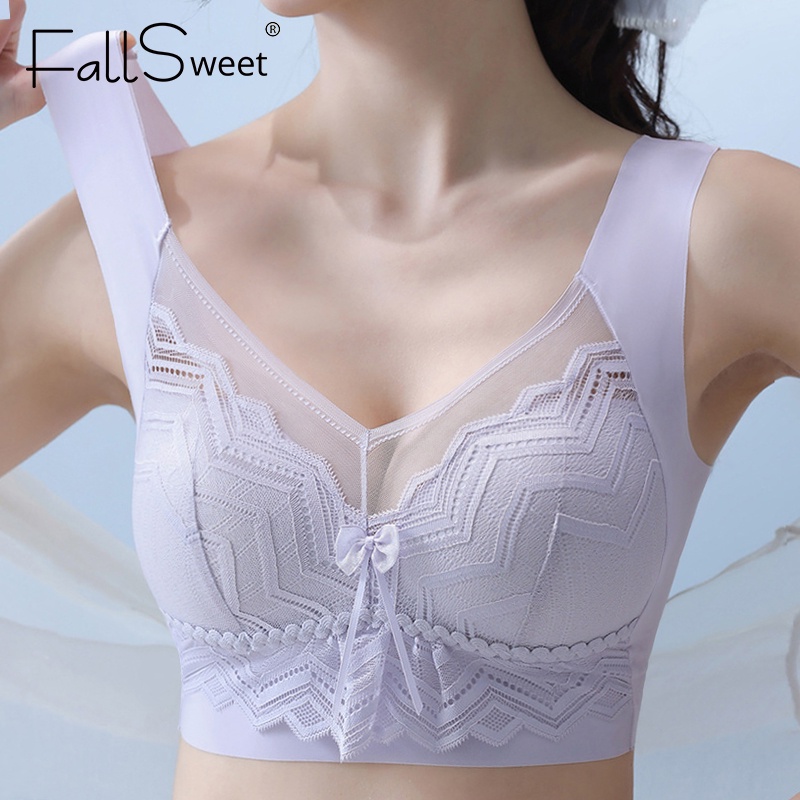 fallsweet-ชุดชั้นใน-บราดันทรง-สายคล้องคอ-พลัสไซซ์-ลูกไม้-ไร้สาย-ป้องกันการหย่อนคล้อย-เซ็กซี่-สําหรับผู้หญิง