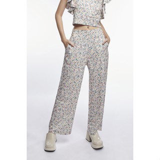 ESP กางเกงทรงขากว้างลายฟลอรัล ผู้หญิง | Floral Print Wide Leg Pants | 6009