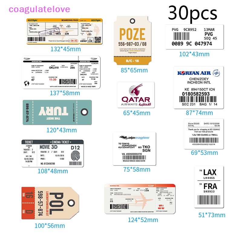 coagulatelove-สติกเกอร์-ลายกราฟฟิตี้-ตั๋วเครื่องบิน-diy-สําหรับติดตกแต่งกระเป๋าเดินทาง-จักรยาน-30-ชิ้น-ขายดี