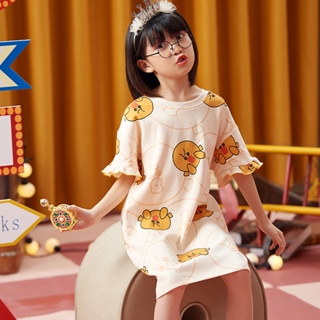 Summer new Kirby short-sleeved cotton childrens nightdress Thin childrens cute cartoon home clothes