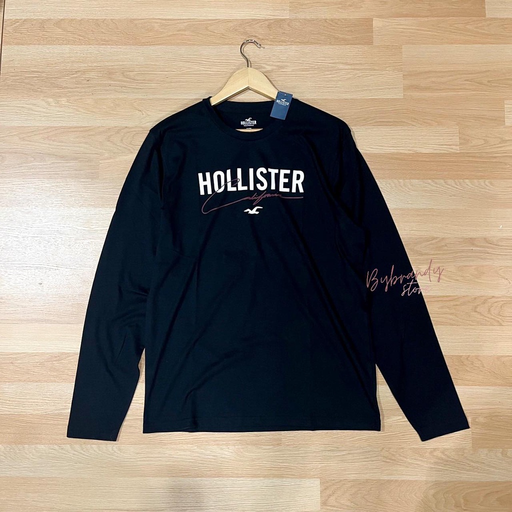 เสื้อยืดแขนยาว-เสื้อแขนยาว-คอกลม-ผ้าคัตต้อน-เบาสบาย-hollister-แท้