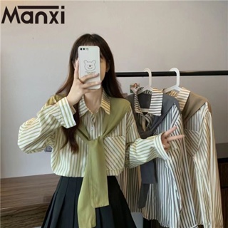 Manxi เสื้อสาวอวบ เสื้อแฟชั่นผู้หญิง สะดวกสบาย  มีความรู้สึกของการออกแบบ A25K0RN
