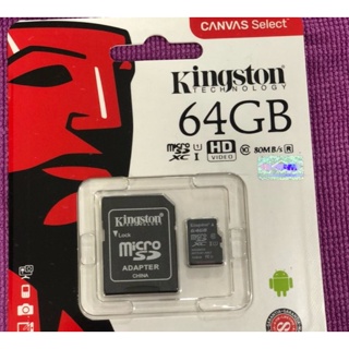 การ์ดหน่วยความจำ Kingston Class 10 Micro SD Card 64 GB รับประกันของแท้