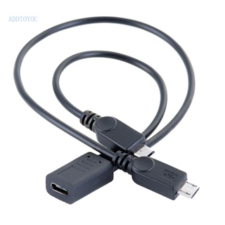 【3C】 2 In1 สายเคเบิล USB C Type C ถึง 2 Micro USB สายชาร์จ USB C สําหรับโทรศัพท์ แท็บเล็ต