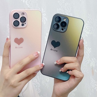 เคสโทรศัพท์มือถือแบบแก้วแข็ง กันกระแทก ลายหัวใจน่ารัก หรูหรา สําหรับ iPhone 11 14ProMax 12PROMAX 11PROMAX